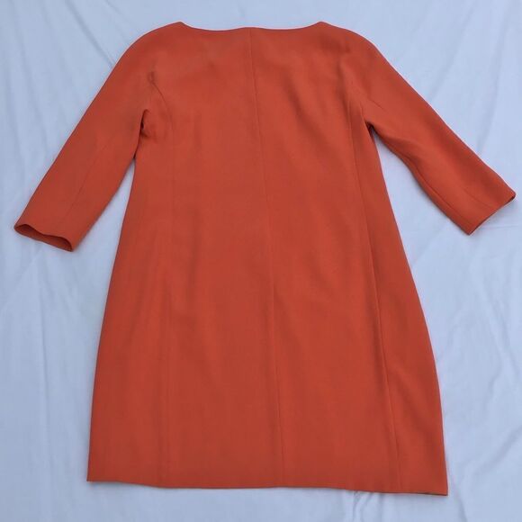 Reiss Size 10 Orange Shift Dress 3/4 Sleeve Hip Pockets Good Condition Size 10 - Picture 7 of 11
